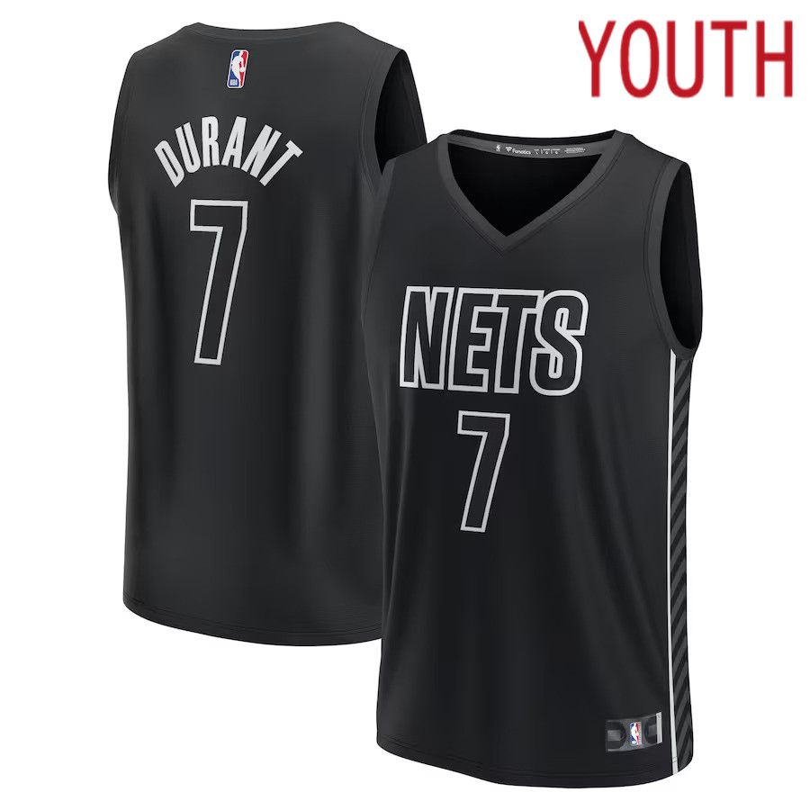 Youth Brooklyn Nets #7 Kevin Durant Fanatics Branded Black Fast Break Player NBA Jersey->youth nba jersey->Youth Jersey